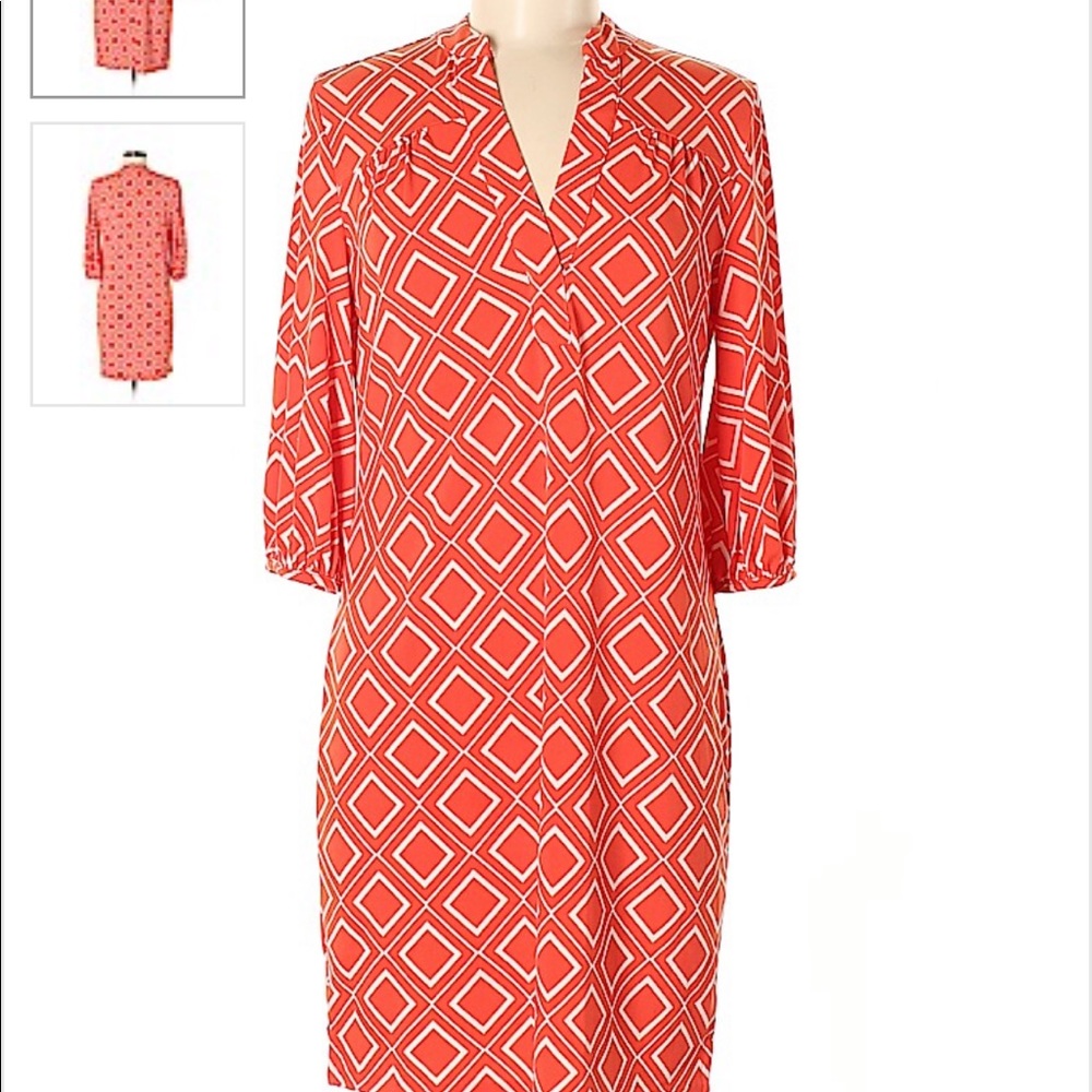 Banana Republic orange and white print dress